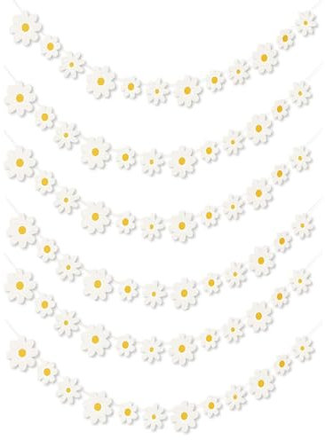 6Stück Gänseblümchen Deko Blumen Deko Geburtstag Kinder Gänseblümchen Girlande DIY Aufhängen, für Mädchen Raumdekoration Kindergeburtstage Party Hochzeit