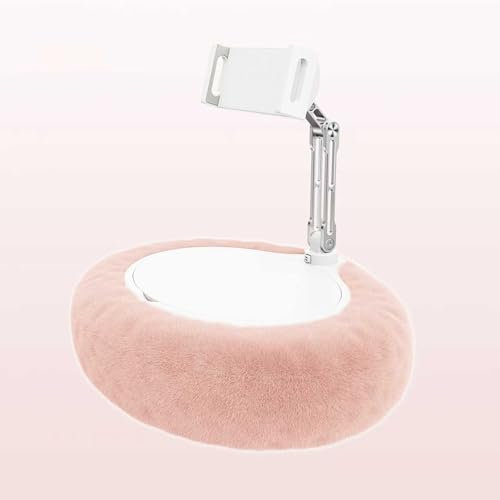 Ruspela Tablet Stand with Pillow Adjustable Phone Holder with Snack Bowl Fits up to 13 Phone/Tablet 360°Adjustable Phone Holder for Bed with Soft Plush Fabric Kindle Holder Accessories