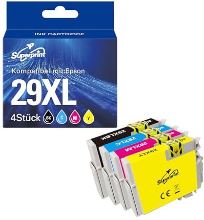 Superprint 29 XL Patronen (Mit-chip) Kompatibel für Epson 29XL T29XL Ink Cartridges für Expression Home XP-230/240/250/330/340/350/430/440/450 Druckerserie (4er-Pack)