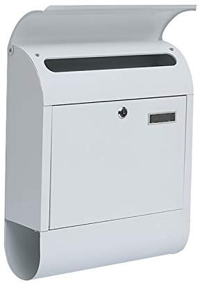 NIRNHYRUR Secure Wall Mounted Mailbox Outdoor Lockable Postbox/Letterbox with 2 Keys - Built-in Magazine & Newspaper Slot and Viewing Windows - White