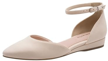 Tamaris Damen Ballerina mit Strap flach, beige, 42 EU