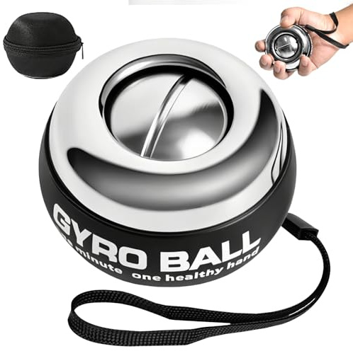 BeSokar Boule de Gymnastique en Métal Plein, Balle d'entraînement pour Poignets, Départ Automatique, Résistance à 5 Niveaux, Entraîneur d'avant-bras Gyroscopique, pour le Renforcement des Bras, des