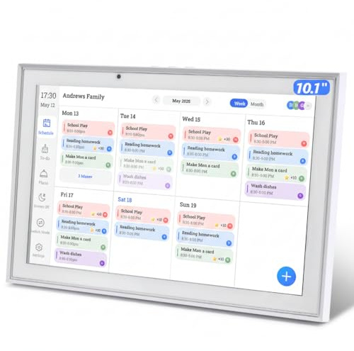 Wandplaner, 25,7 cm, digitaler Kalender und Aufgabendiagramm, 1920 x 1080p, Full HD, intelligenter Touchscreen, interaktiver Display-Kalender für Familienpläne und Cloud-Fotos (weiß, 25,7 cm)
