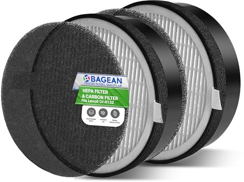 Bagean LV-H132 Replacement Filter Compatible with Levoit Filter Replacement for Levoit Air Purifier - H13 True HEPA Filters captures 99.97% particles and Activated Carbon Freshens the Air (2-Sets)
