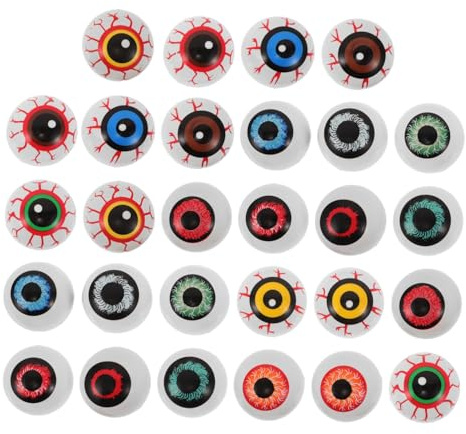 Abaodam 28pcs Halloween Scary Eyeballs Fake Eyes Half Round DIY Bloody Craft Eyes for Horror Party Decorations and Contacts Halloween Props Random Color