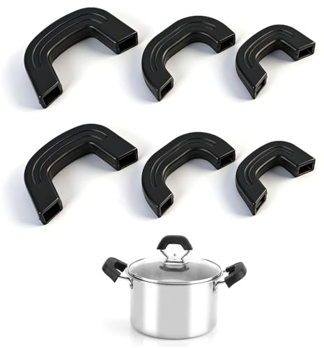 6 PCS Silikon Topfgriffe Hitzeschutz Topfgriffe, 3 Größen, Universal Griffschutz Set, Hitzebeständiges Silikongriffe, rutschfeste Silikongriffe für Töpfe und Pfannen, Silikon Griff für Pfannen