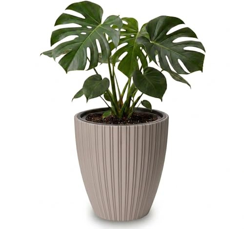 matches21 HOME & HOBBY Großer Blumentopf ZENTO Taupe für innen, außen - 29 x 32 cm Pflanztopf rund wetterfest