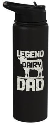Farmer Legend Dairy Dad Rancher Cattle Farming Cow Funny Stainless Steel Insulated Water Bottle