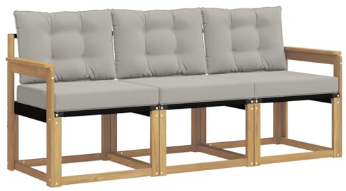 vidaXL Outdoor-Sofagarnitur mit Kissen 3 pcs Weiß und Hellgrau, Gartenmöbel, strapazierfähiges Outdoor-Sofa, Loungeset für die Terrasse, Komfort beim Sitzen