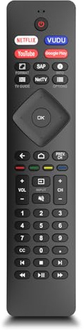 Replacement for Philips Smart TV Remote Control,Universal for Philips 4K UHD Android Smart TVs Black