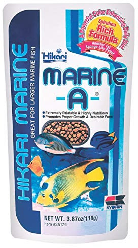 Hikari Marine-A Pellets Fish Food for Larger Marine Fish, 3.87 oz (110g)