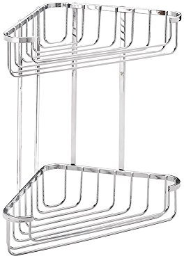 Croydex Stainless Steel Large Corner Shower Caddy - Durable Steel Bathroom Shelves with Chrome Finish for Modern Bathrooms, 2-Tier Shower Corner Shelves, Easy Installation, 5kg Load Capacity