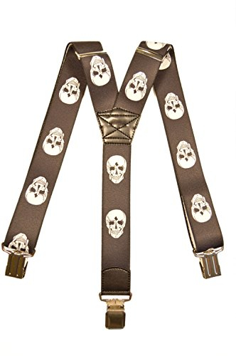 Olata Hosenträger extra starken mit 3 Clips Y-Form, Gedruckt Design - 4cm. Schädel A