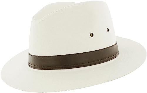The Hat Company Mens Cotton Fedora, Large 59cm, Beige