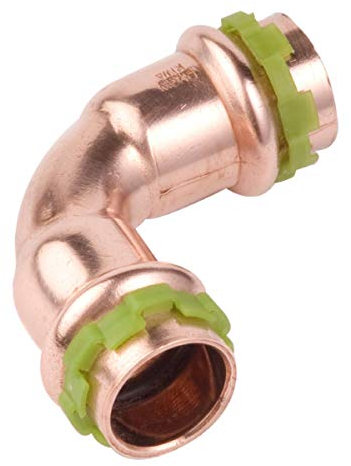 Seppelfricke Pressfitting Kupfer Bogen 90 Grad VC002A 15 mm Innen/Innen CU mit EPDM O-Ring Fitting mit V-Kontur SudoPress