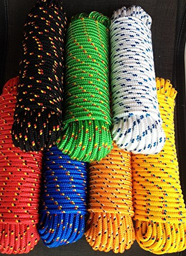 Polypropylen Seil, Polypropylenseil 4-16 mm,Bootsleine,Ankerleine,Festmacher,Allzweckseil,Bootsseil,Seil,Leine,Reepschnur,Reepseil,Schnur,Band,Tauwerk,Tau (Grün mit rot/gelber Markierung, 10 mm)