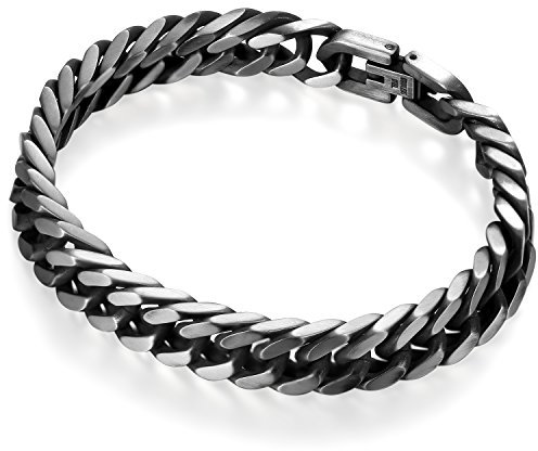 JewelryWe Panzerkette Armband Herren Edelstahl: 12mm Poliert Kubanische Kette Armkette Trendiges Panzerarmband Retro Punk Biker Schmuck Silber Geschenk für Männer Freund Vater
