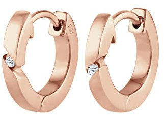 Elli DIAMONDS Ohrringe Damen Creolen Basic mit Diamant (0.03 ct.) in 925 Sterling Silber rosé vergoldet