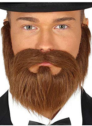 FIESTAS GUIRCA | Brauner Bart und Schnurrbart mit Gummiband - (Kostümzubehör für Erwachsene Männer) - Ideal für Mittelalter- und 19. Jahrhundert-Partys, Halloween und Karneval - Braun