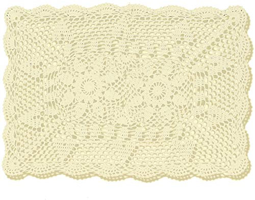 Tischset, handgefertigt, Baumwolle, Häkelspitze, 40,6 x 58,9 cm, Beige