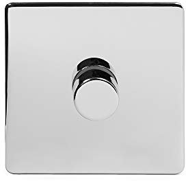 Polished Chrome Switch 2 Way Intelligent Dimmer Switch | Screwless Faceplate and Suitable for Contemporary and Modern Rooms (1 Gang 2 Way)