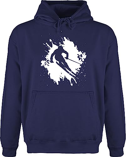 Shirtracer Hoodie Herren Pullover Männer - Snowboard, Ski und mehr - Skifahrer in Action - S - Navy Blau - Geschenke für Skifahren Pulli Wintersport Kapuzenpullover
