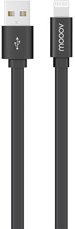 Mooov 732049 Câble pour Iphone et Ipad Plat Data et Charge 2 M Noir
