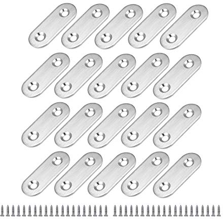 BuxiuGK 20 Piezas 50x16 mm Soportes de Placa Plana Placa de Unión Plana Acero Inoxidable para La Fijación de Muebles