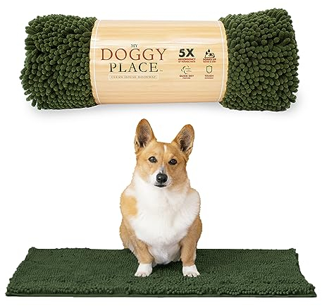 My Doggy Place Chive Mikrofaser-Hundematte, mittelgroß, 78,7 x 50,8 cm, gummierte Rückseite, saugfähig, schnell trocknend, maschinenwaschbar