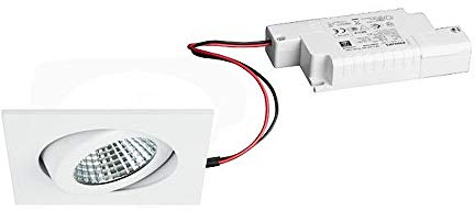 Outdoor LED Einbaustrahler-Set inkl. Konverter, IP65, quadratisch, 230V, 6W 3000K 650lm 38°, schwenkbar 30°, dimmbar, Weiß