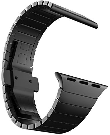 MaKTech Edelstahl Armband für Apple Watch Armband,Metallisches Ersatz-Gliederarmband für iWatch Serie 11/10/9/8/7,SE 3/2/1 [2025] (42mm/41mm/40mm,Schwarz)