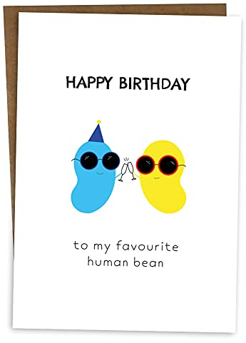 BYANIKA Happy Birthday Card | For Favourite Person Best Friend Significant Other Partner Boyfriend Girlfriend Husband Wife Sister Brother | Bday Message For Him Her | Cute Bean Pun | Blank Inside