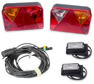 DOBPLAST MANTES Anhänger Beleuchtungsset DPT35 DPT15 LED 7 m 7 polig 12 V Glühbirne und LED für Anhänger und Auflieger links und rechts 2 x 5 polig Bajonett 2 x 3,5 m E20 Zulassung
