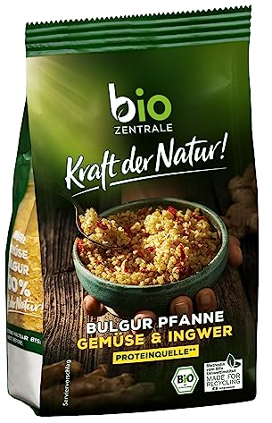 biozentrale Bulgur Pfanne Gemüse & Ingwer | 200 g | perfekt für ein schnelles Essen unterwegs | vegane Proteinquelle | einfach zubereitet