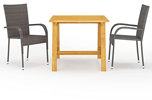 Tidyard 3-TLG.Garten Essgruppe Terasse Sitzgrupp Sitzgruppe Gartenmöbel Set Lounge Set Sitzgruppe Outdoor Möbel Garten Garnitur mit Tisch & Stühle für Garten & Terrasse