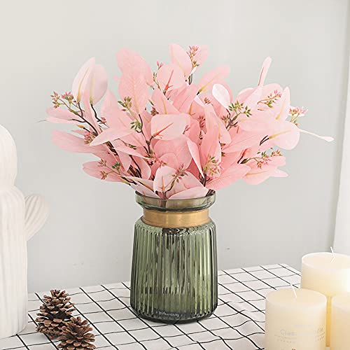 OYFFL Künstliche Seidenblätter getrocknete Eukalyptusblätter, langlebiger Eukalyptus, ewige Blumenblüten Reine natürliche Pflanze rundes Blatt Party Dekoration Top-Qualität 10 Stück (Rosa)