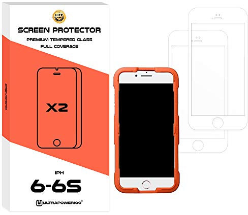 ultrapower100 Screen protector Shatterproof compatible for iPhone 6/6S Full Coverage Premium Tempered Glass Film 2 Pack Anti-Shatter White