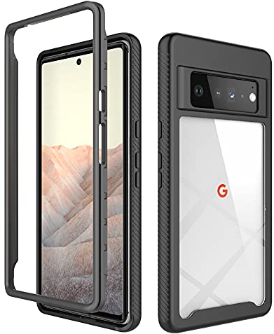 GOKEN Coque pour Google Pixel 6 Pro,[Pas avec Le Verre Trempé ] Étui de Protection Antichoc 360°, TPU Housse Silicone Bumper Protection Case Transparente Cover, Noir