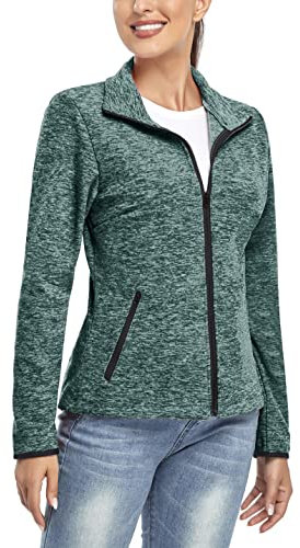 Soneven Fleecejacke Damen, Damen Fleece Jacke mit Durchgehendem Reißverschluss Langärmlig Leicht Sweatjacke Warm Winter für Wandern Outdoor Running Ski, Dunkles Türkis S