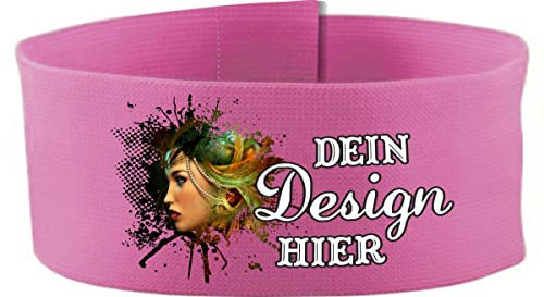 Klett Armbinde 5 cm personalisiert mit deinem Wunschtext oder Logo (Farbe rosa) (Gr. 3XL - 35-45 cm)