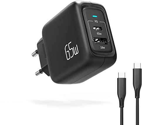 imuto 65W USB C Ladegerät USB C Netzteil 2-Port PD Ladegerät PPS, GaN II Technologie, kompatibel mit MacBook Pro/Air, iPad Pro, iPhone 15/14/13/12, Dell XPS 15, Surface Go, Galaxy S21,Pixel (Schwarz)