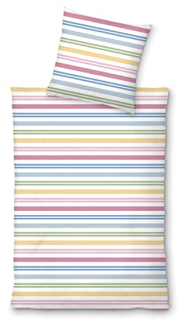 Living Dreams Renforcé-Bettwäsche 'Stripes', Multi, Größe:135x200 cm + 80x80 cm