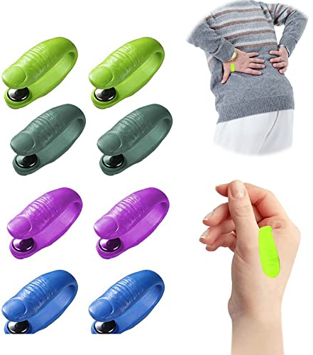 Massage Akupressur Clip 8 Stück Portable Acupressure Device zur Migränehilfe Verwendet Werden Spannungen Angstzustände Lindern Stress Schmerzen Lindern(Fingerform & Grün & Schwarz & Blau & Rosa)