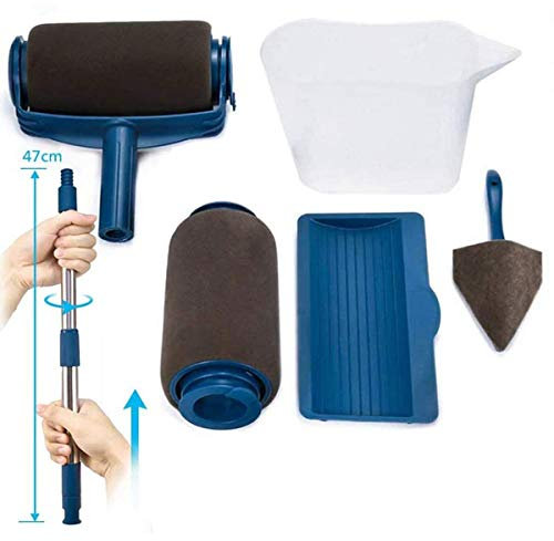 Acofuns Juego de 6 rodillos de pintura profesionales, juego de rodillos de pintura recargables, juego de pinceles multifuncionales para el hogar, la escuela, la oficina