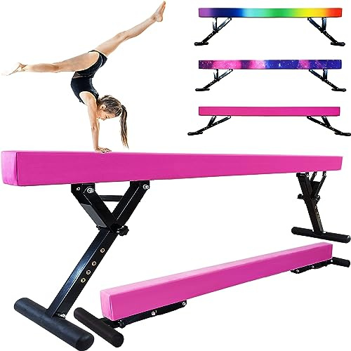 Seliyoo Verstellbarer Schwebebalken für Kinder, 2,4 m, Gymnastikbalken für alle Gymnastikstufen, hohe und untere Bodenbalken, Gymnastikausrüstung für Teenager, Erwachsene, Zuhause und Fitnessstudio