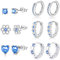 6 Pairs Huggie Hoop Earrings for Girls 925 Sterling Silver Stud Sets Cute Kids Heart Hoops Tiny Cubic Zirconia Flower Stud Small Hypoallergenic Cartilage Sleeper Earrings for Teen Toddler Childs Women