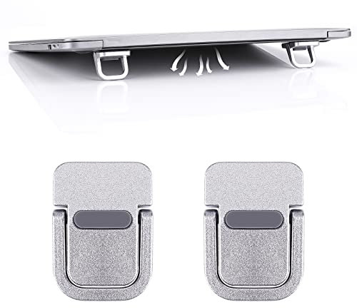Abeillo 2PCS Portable Keyboard Riser, Self-Adhesive Mini Laptop Stand Invisible Computer Keyboard Stand for Desk, Laptop Feet Compatible with Pro/Air, Lenovo, Surface (Silver)
