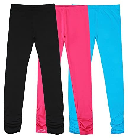 BIENZOE Mädchen Strick Baumwolle Stretch Schuluniform 3 Leggings Packung H 7(DE 128)