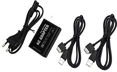 WICAREYO Adaptador de Corriente con Cable de Carga USB para PS Vita 1000, AC Adaptador con Cable de alimentación UE para PS Vita 1000