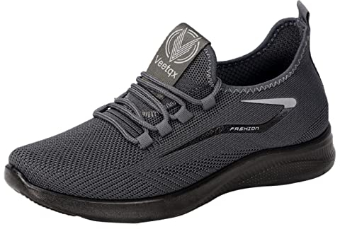 Tischtennis Schuhe Herren 8,5 Mode Frühling und Sommer Herren Sportschuhe Flachboden Leichter Slip On Elastische Fliege Gewebtes Mesh Atmungsaktiv Bequemer und Lässiger Herren Sneaker Niedrig Schwarz